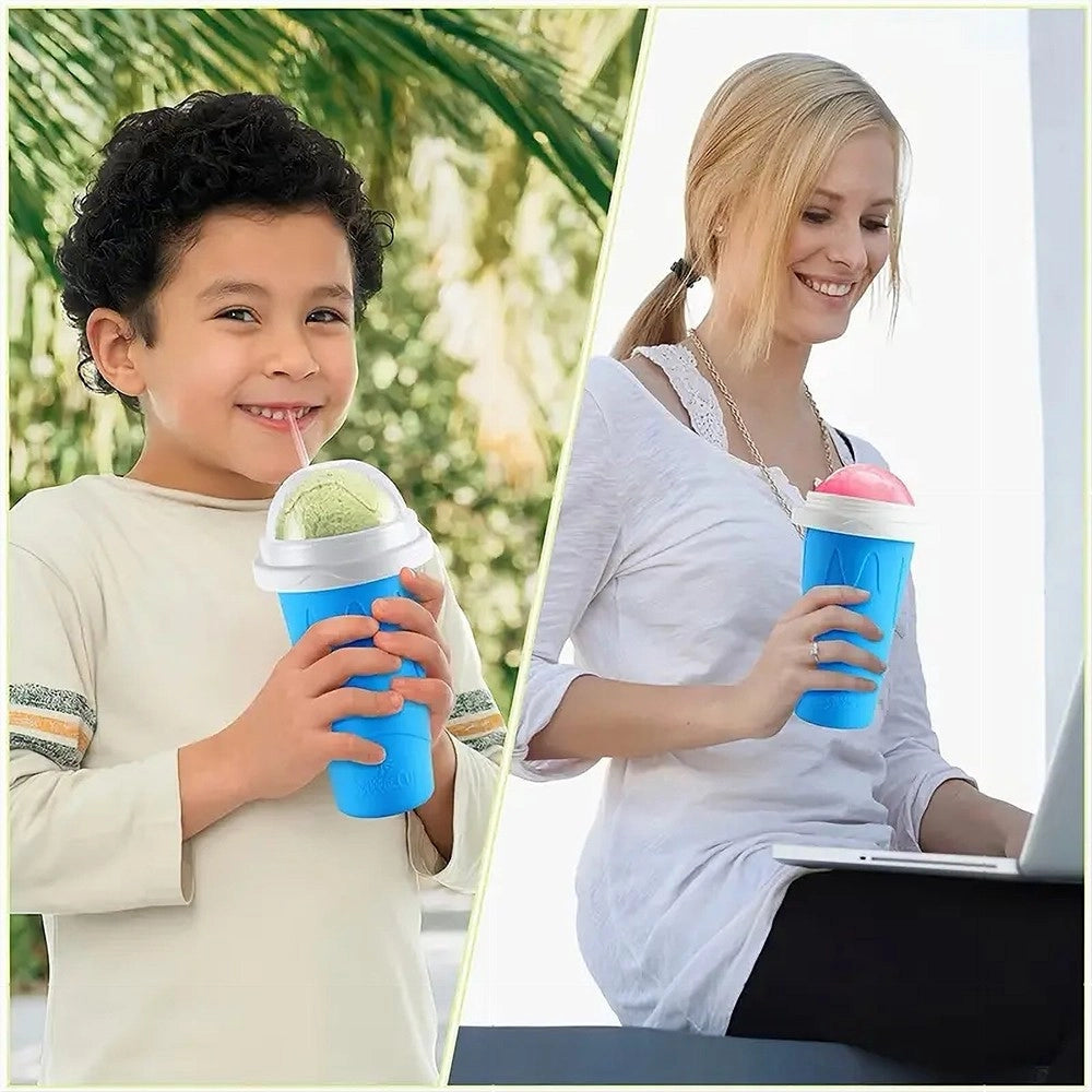 Trade Shop - Tazza 300 Ml Da Spremere Gelatiera Surgelata In Silicone Granite Frullati Frappè -