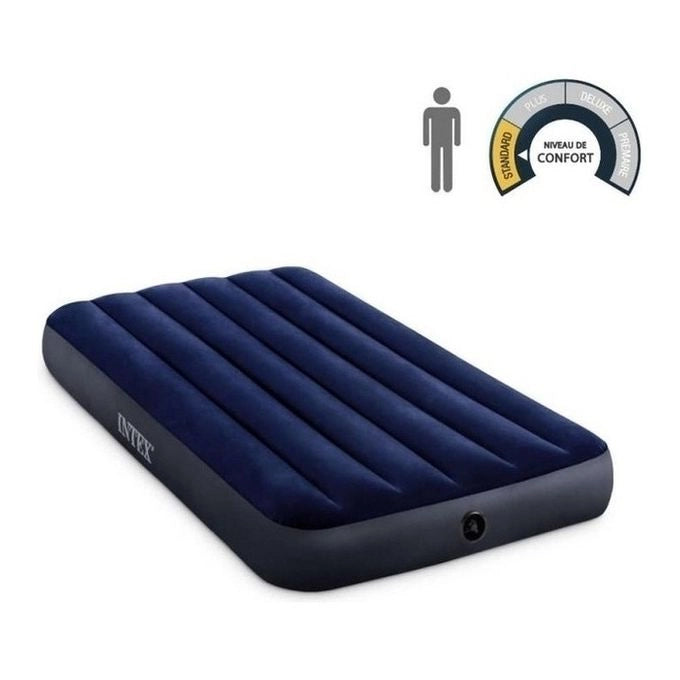 Intex 64757 DuraBeam Classic Downy Materasso gonfiabile singolo Fiber-Tech 99x191x25 cm 136 Kg colore Blu
