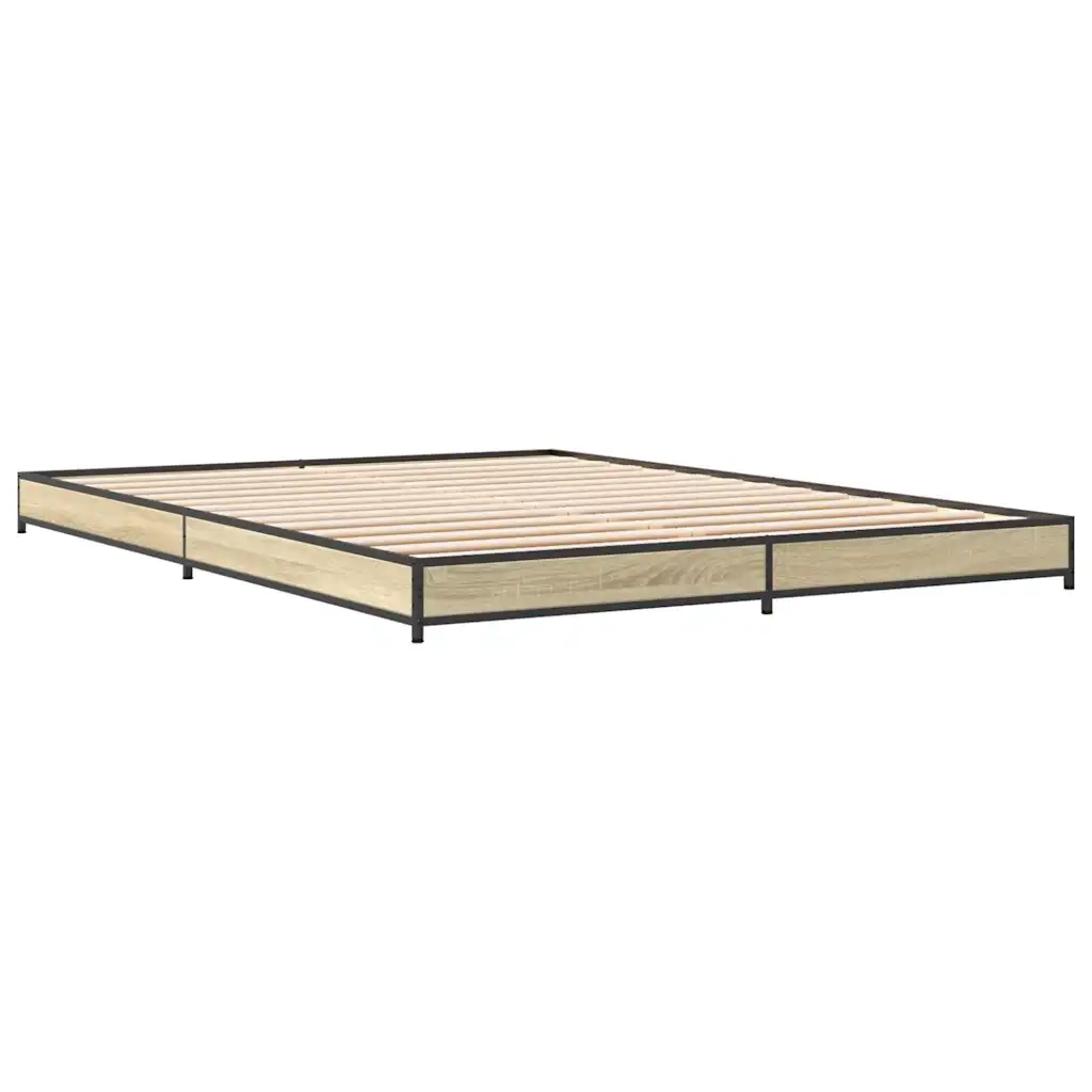 Giroletto-Struttura Letto Rovere Sonoma 120x200 cm in Legno Multistrato Metallo 151848