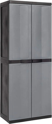 Armadio tuttorianti 2 ante con 3 ripiani regolabili in resina colore nero e grigio basalto 65x37x165 cm Toomax