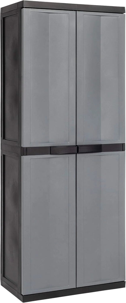 Armadio tuttorianti 2 ante con 3 ripiani regolabili in resina colore nero e grigio basalto 65x37x165 cm Toomax