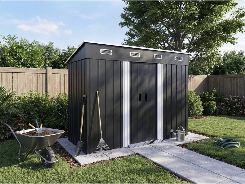 Casetta da giardino in metallo "Denver" a una falda - 3,32 m² - Grigio