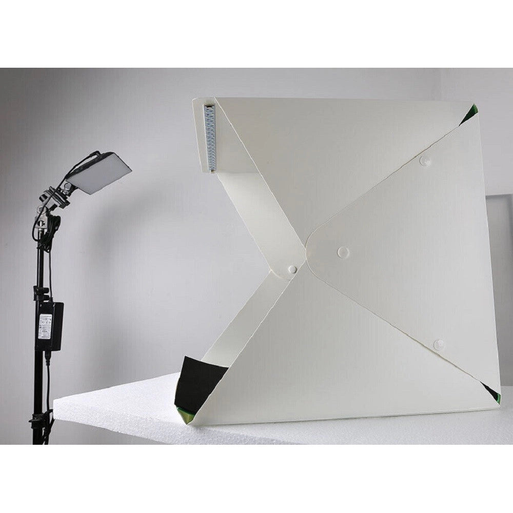 Trade Shop - Studio Set Fotografico Portatile Grande 30cm Light Box Con Luci Led 2 Sfondi -