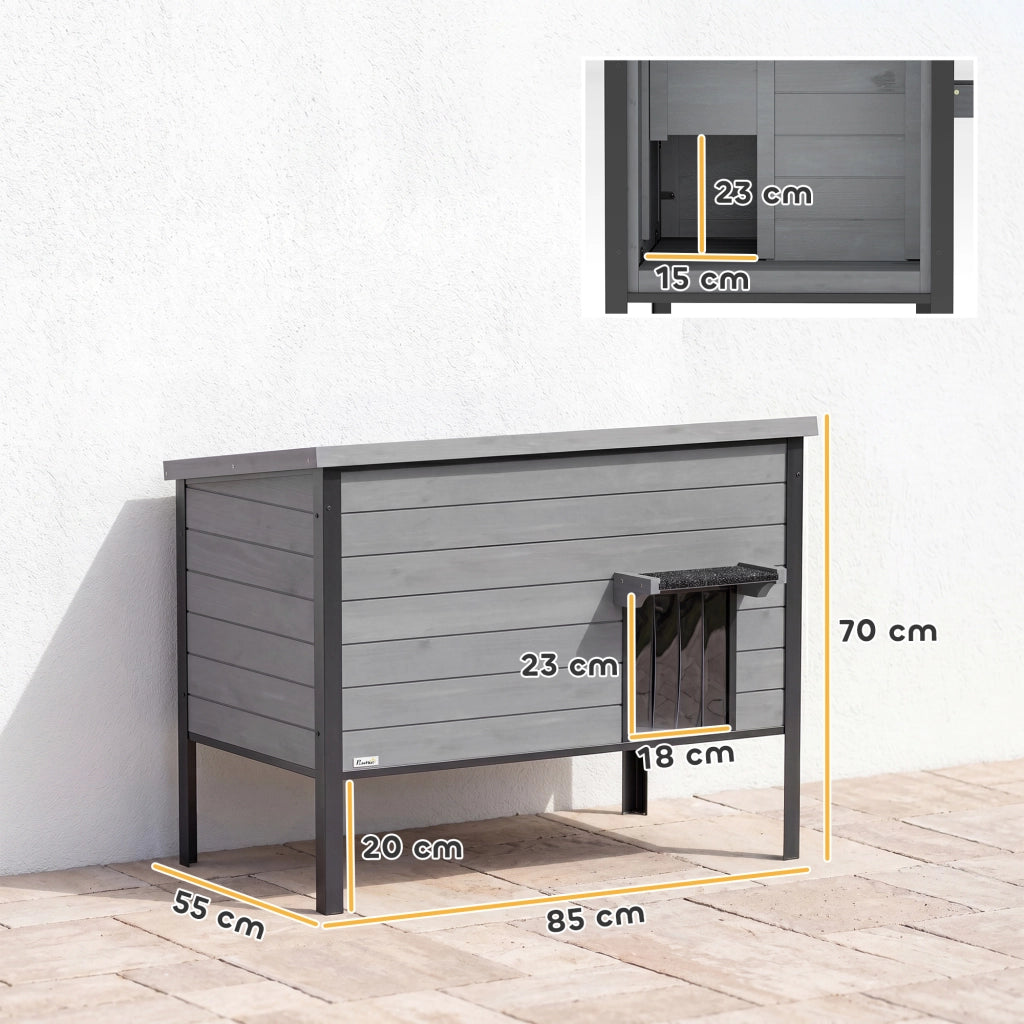 Casetta per Gatti Esterno ¨C zephmum ¨C 85x55x70 cm Grigio Chiaro