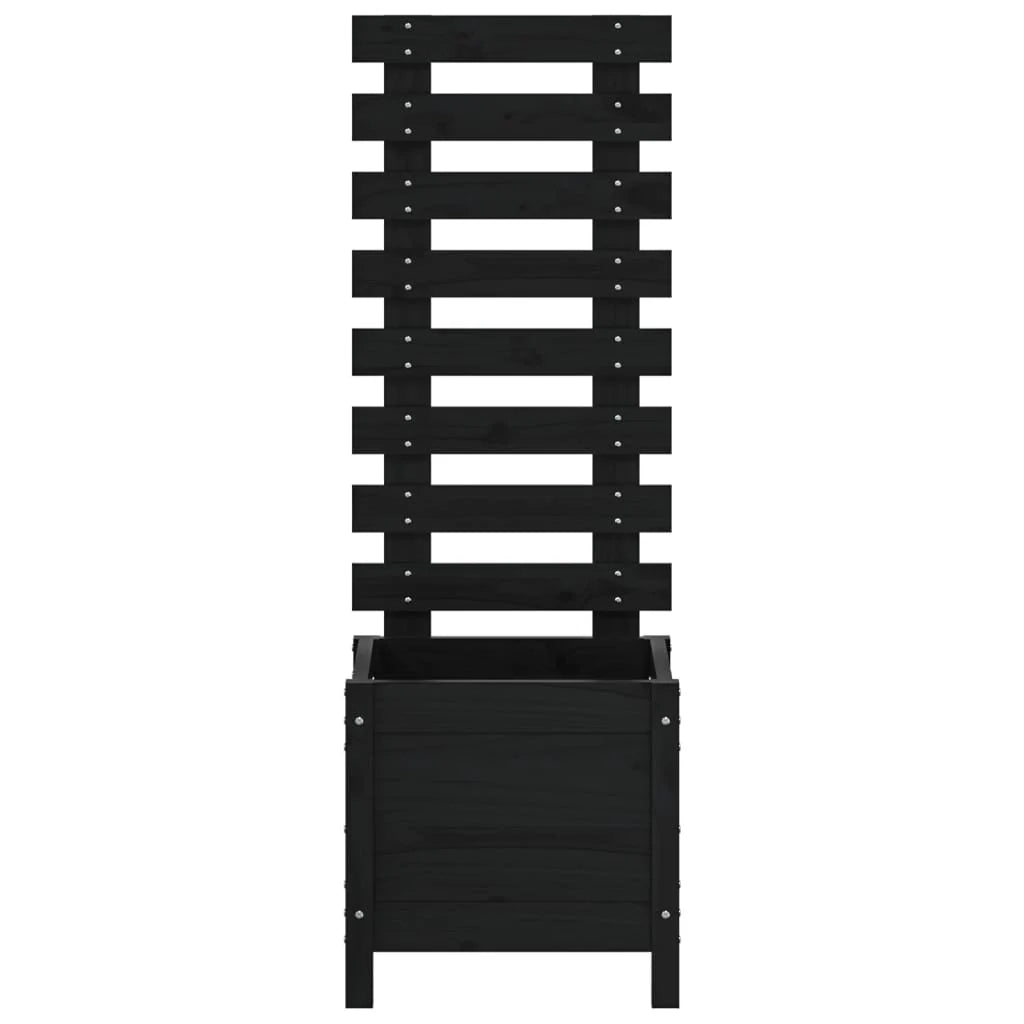 Fioriera rialzata per piante fiori patio giardino con supporto 39 x 39,5 x 114 cm legno massello di pino nero 02_0038215