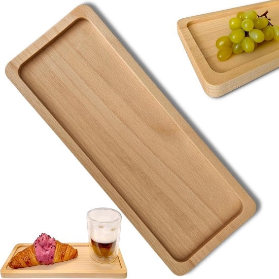 Piatto di servizio in legno - versatile e stile - 1 pezzo - rettangolare - 30 x 12 cm