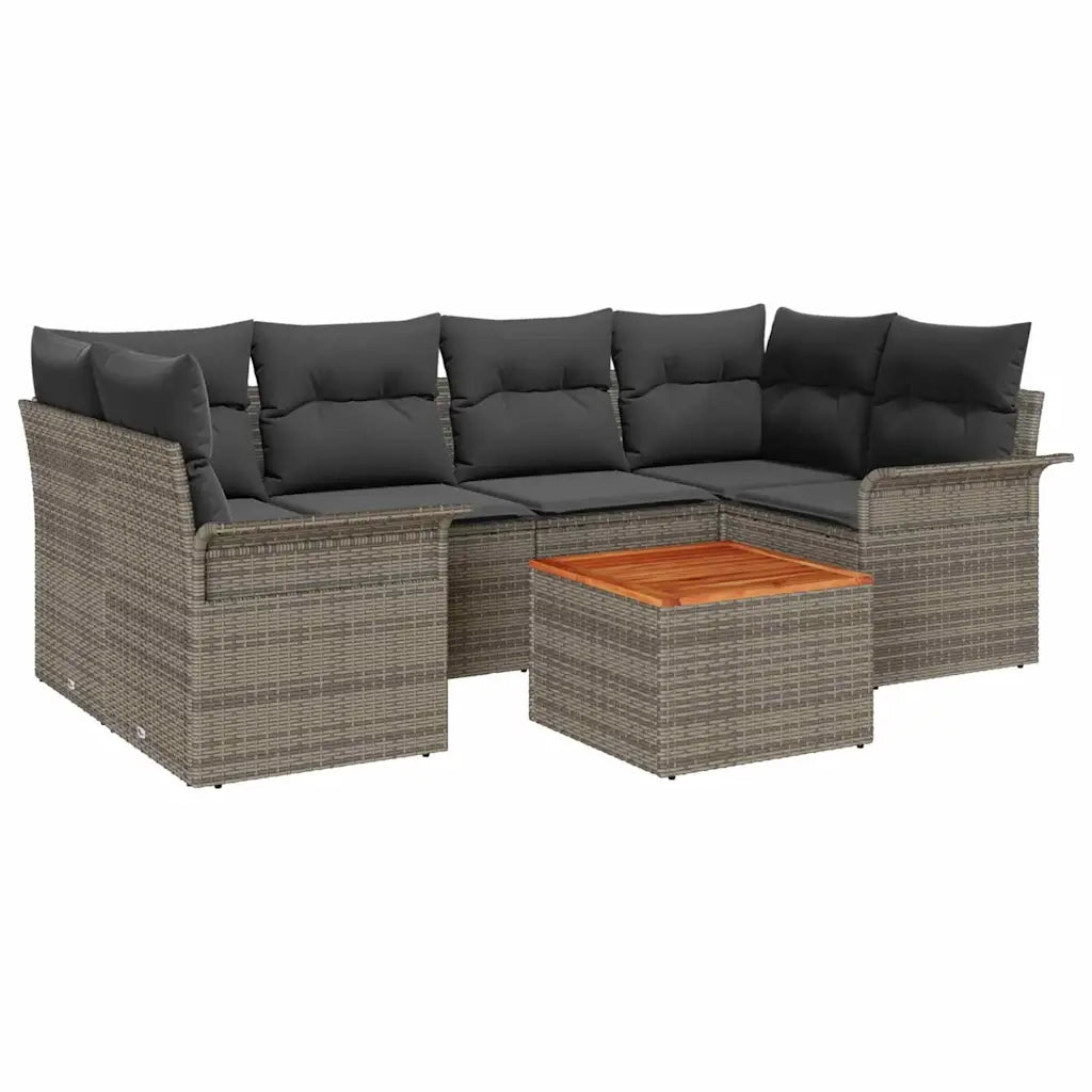 Set Divano da Giardino 7 pcs Grigio polyrattan