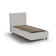 Letto singolo UmmHakim, Letto contenitore con rivestimento in ecopelle, Made in Italy, Apertura frontale, adatto per materasso cm 90x190, Bianco