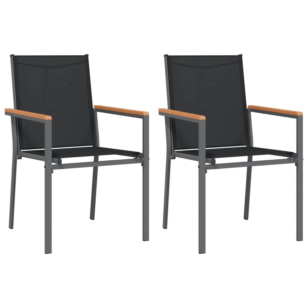 Set da Pranzo da Giardino 3 pz Nero in Textilene e Acciaio