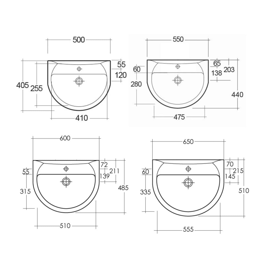 Lavabo karla 55 cm monoforo