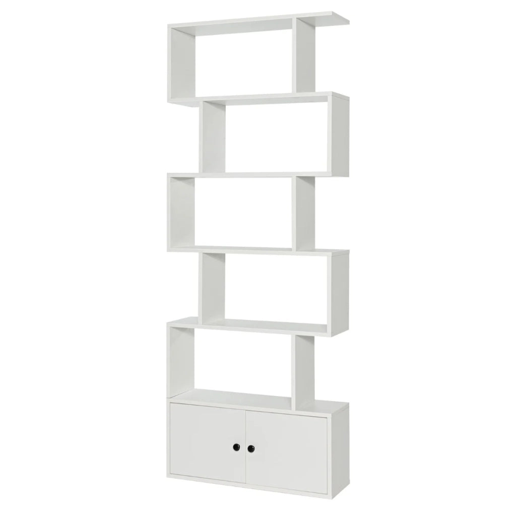 Libreria a scala 70 x 23 x 183 cm con mobile moderno e grande capacità di contenimento legno MDF bianco 20_0010756