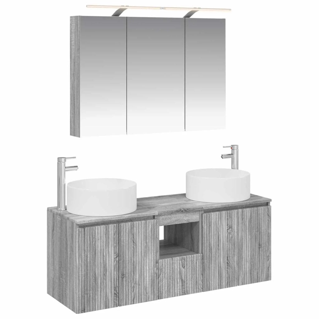 Set di Armadi da Bagno 4 pcs Sonoma grigio 100 x 14,5 x 70 cm 3406580