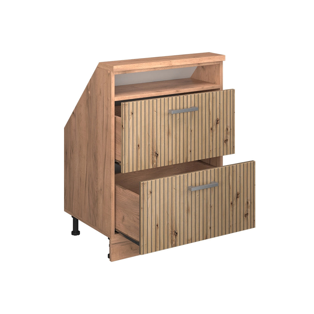 Mobile sottotetto Rion Rovere artigianale/Rovere dorato con 2 cassetti Vicco