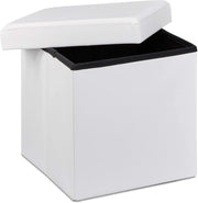 Pouf/sgabello pieghevole contenitore stabile materiale sintetico 38 cm bianco 13_0002806