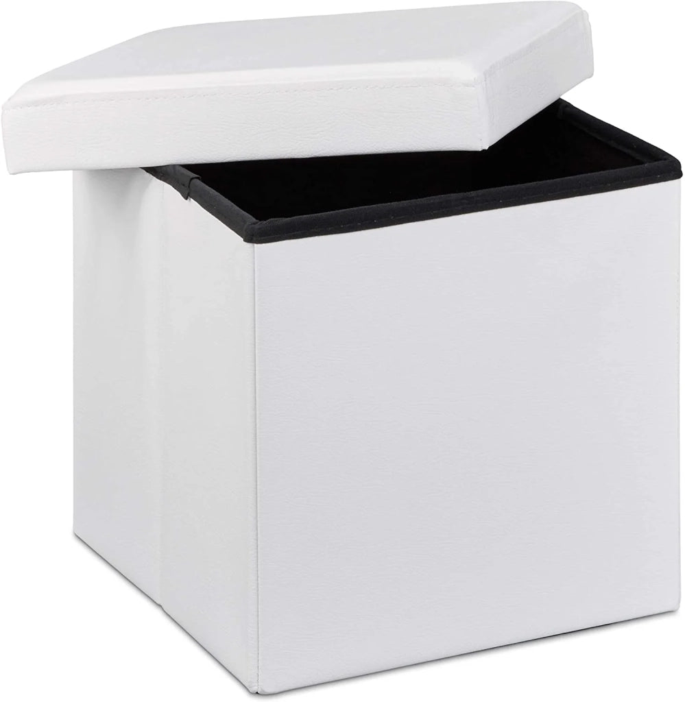 Pouf/sgabello pieghevole contenitore stabile materiale sintetico 38 cm bianco 13_0002806