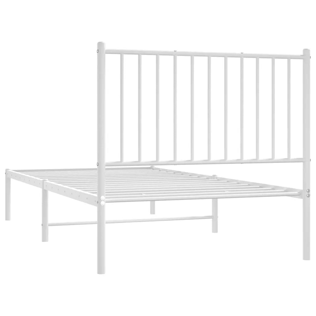 Giroletto con Testiera-Struttura Letto con testiera Metallo Bianco 90x190 cm 206396