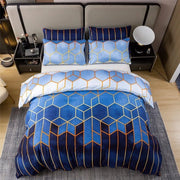 Set di coperte da letto, 155 x 220 cm, disegno marmo geometrico, set di coperte da letto e 1 coperta per divano di 80 x 80 cm, set a due pezzi di coperte da letto morbide e soffici con chiusura a zip, blu