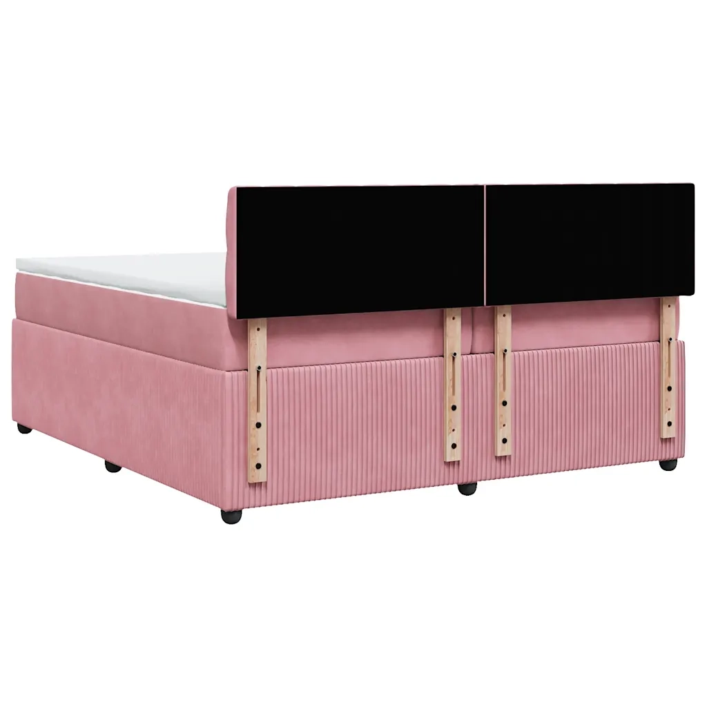 Giroletto a Molle con Materasso Rosa 200x200 cm in Velluto 3290141