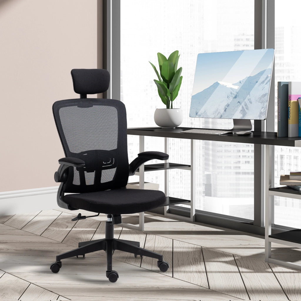 Sedia da ufficio con rete ¨C zephmum ¨C nera, 65x64x114-122 cm