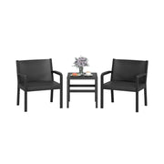 Set di mobili da giardino da 3 pezzi 63 x 58 x 77,5 cm sedie ergonomiche con tavolino laterale in PP nero 20_0011905