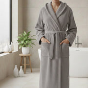 Satina, Accappatoio 100% Cotone con Cappuccio, Grigio