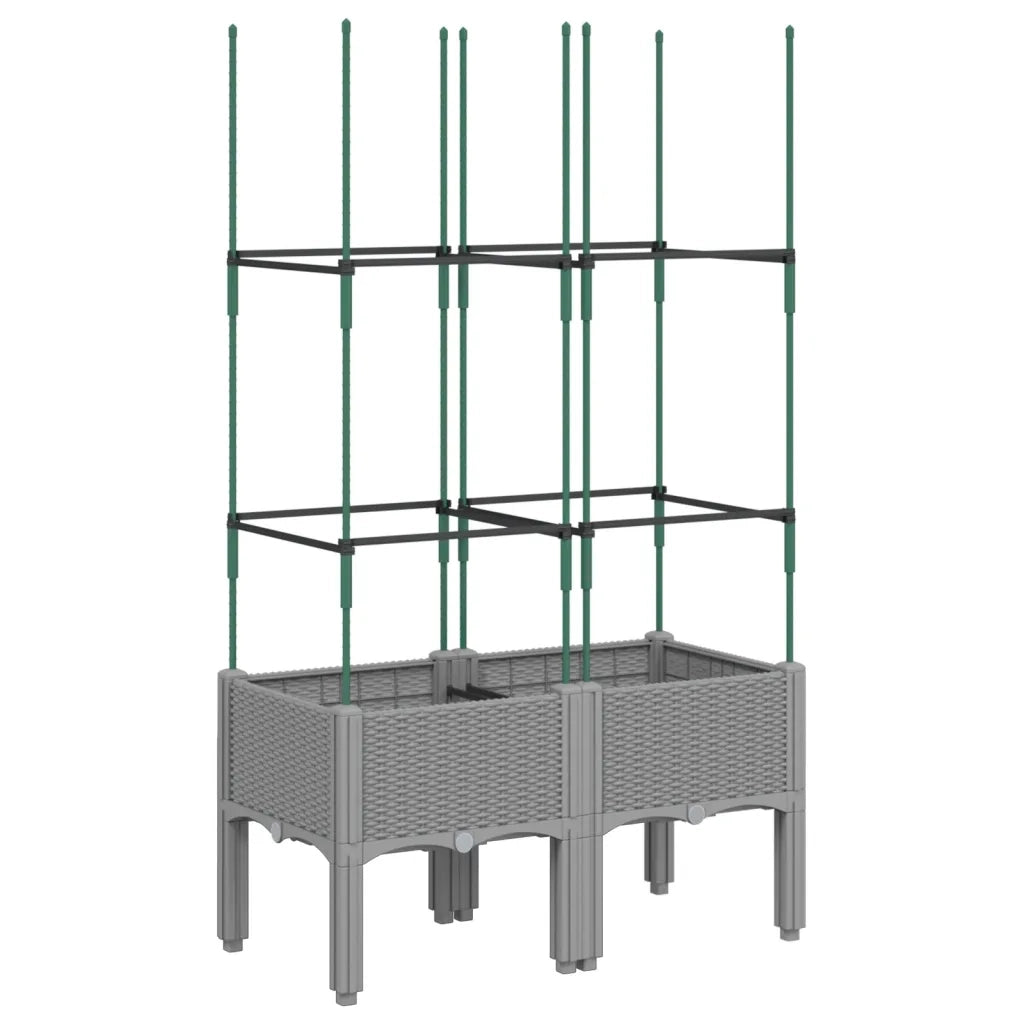Fioriera | Cassetta per fiori | Vaso da Giardino con Graticcio Grigio 80x40x142,5cm PP