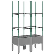 Fioriera | Cassetta per fiori | Vaso da Giardino con Graticcio Grigio 80x40x142,5cm PP