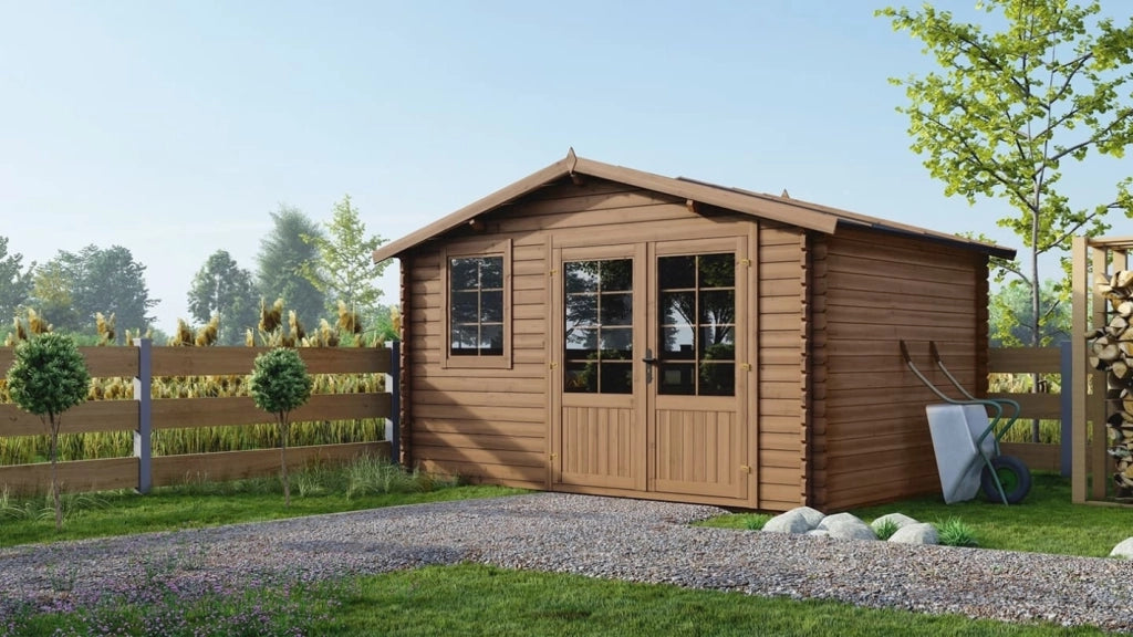 Casetta da giardino in legno - 11.7m2 - 3.9x3m - impregnata - 34mm - colore: marrone - DOM562 - ALTANKA