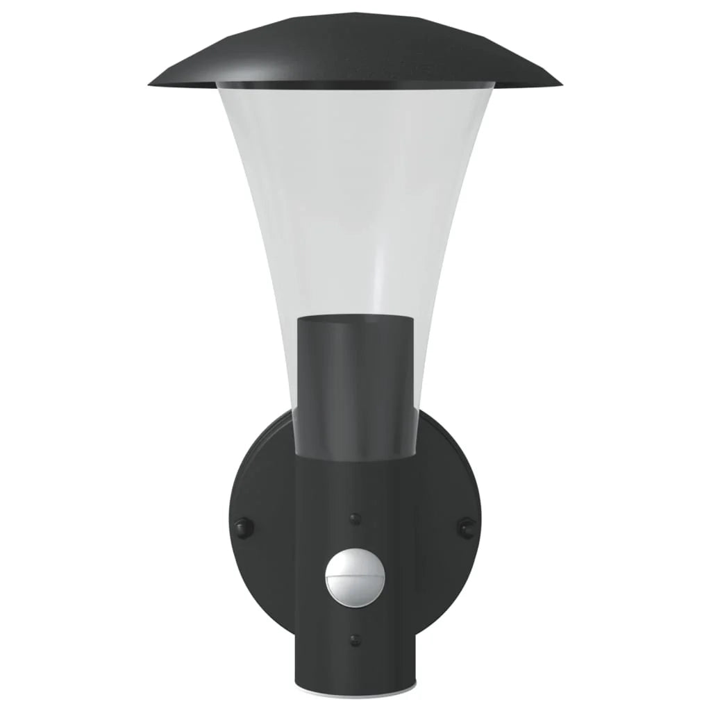 Set di 2 applique da esterno con sensore di movimento 17,5 x 17,5 x 28 cm acciaio inox nero 02_0056562