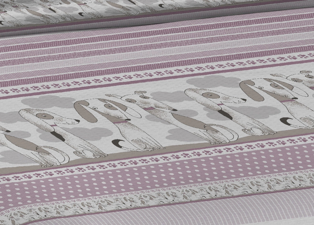 Copriletto Piquet Primavera Estate 100% Cotone Disegno Bau Bau - Singolo - Rosa