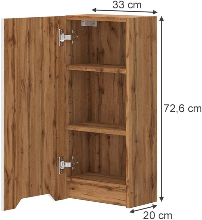 mobile bagno Lotta, Rovere/bianco a strisce, 20 x 72.6 cm
