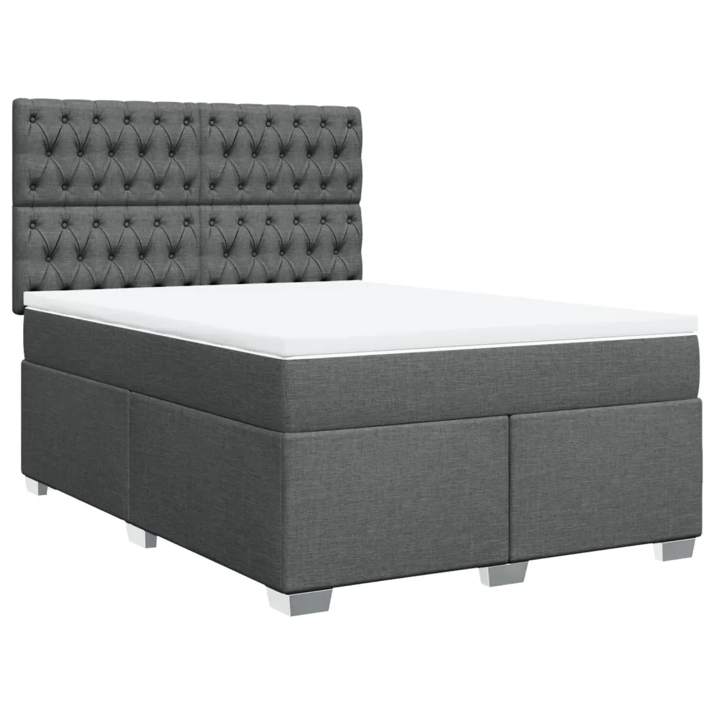 Giroletto a Molle con Materasso Grigio Scuro 140x190 cm Tessuto 3290491