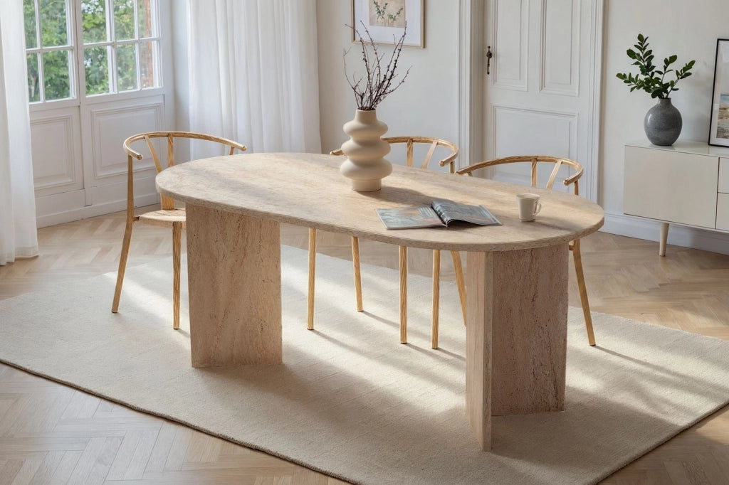 Tavolo da pranzo in legno "Sablin" - 180 x 89 x 75 cm - Travertino
