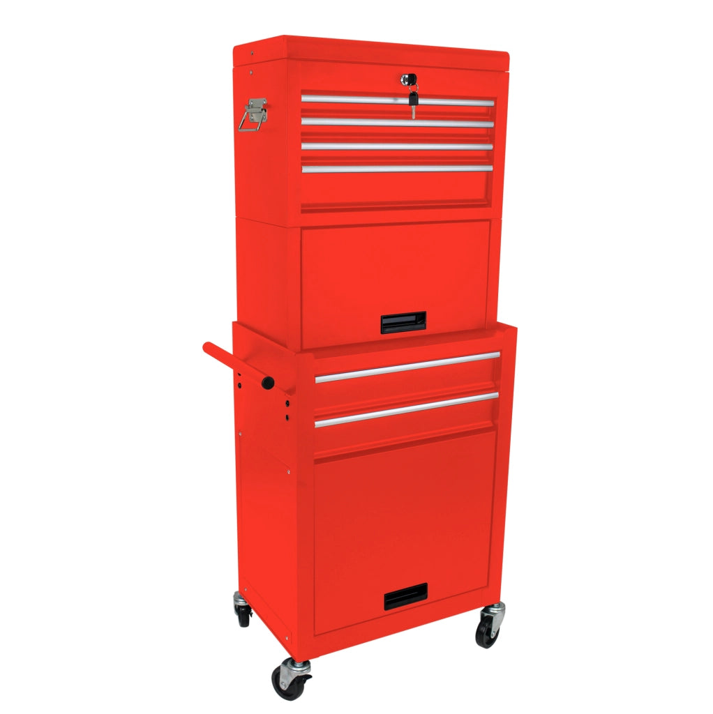 Carrello portautensili rosso in acciaio con 6 cassetti