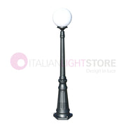 ORIONE ANTRACITE Lampione h. 145 per Esterno Giardino con sfera globo policarbonato d.25