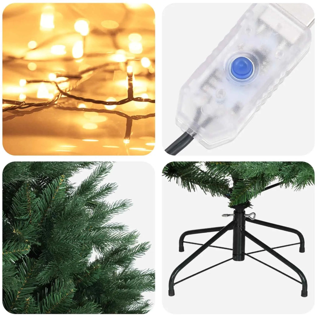 Albero di Natale Artificiale con Rami Pieghevoli 150 cm 150 LED 3465464