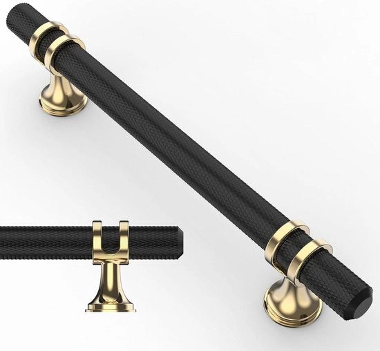 Maniglie per armadi 10 pezzi neri - distanza di apertura 128 mm - per cassetti e armadietti - porte e cassetti - armadio a muro - dorato - 128 mm