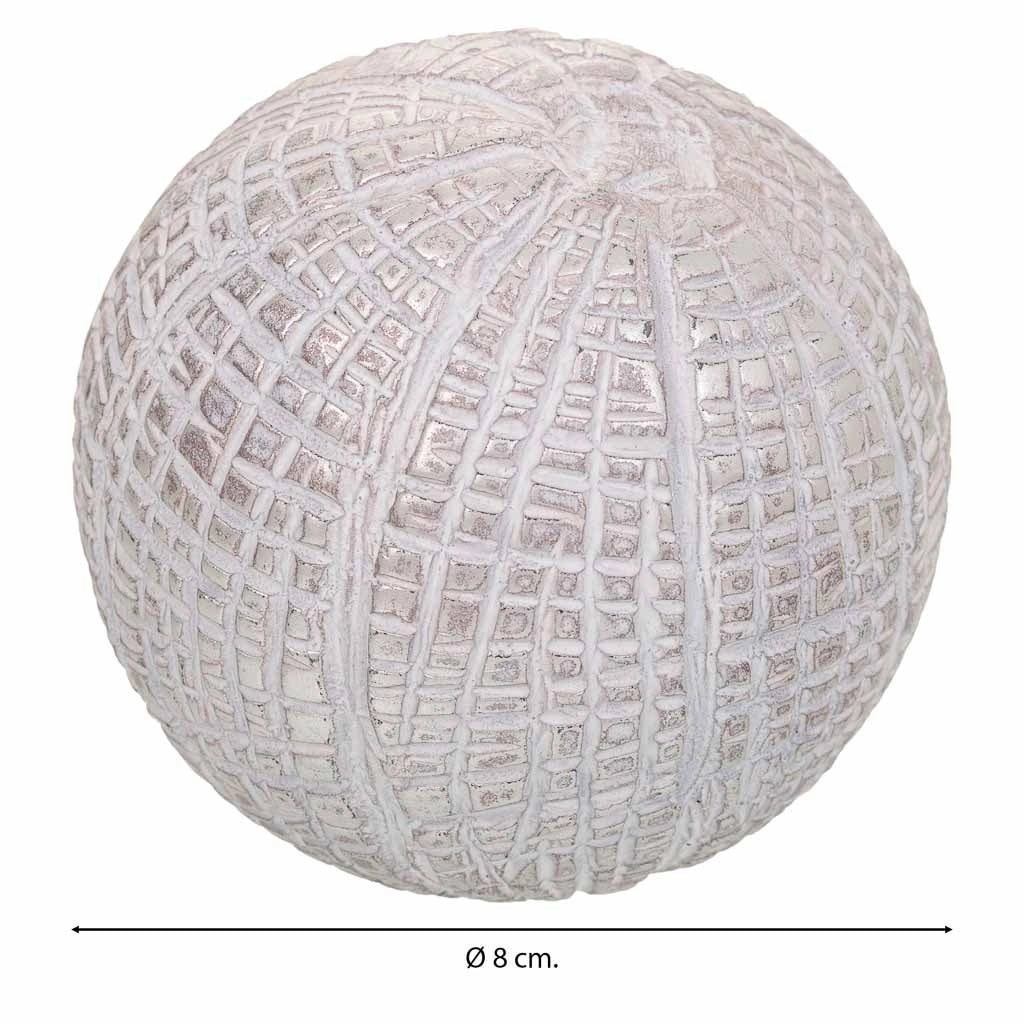 Sfera decorativa in poliresina bianca 8x8x8h