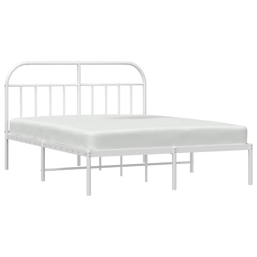 Letto matrimoniale | Letto per adulti | Giroletto con Testiera Metallo Bianco 150x200 cm