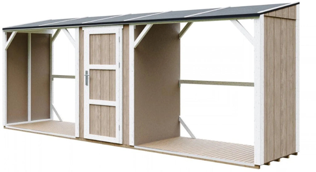 TIMBELA M986-TERRA BROWN Legnaia Doppia con Ripostiglio 6,49 m²