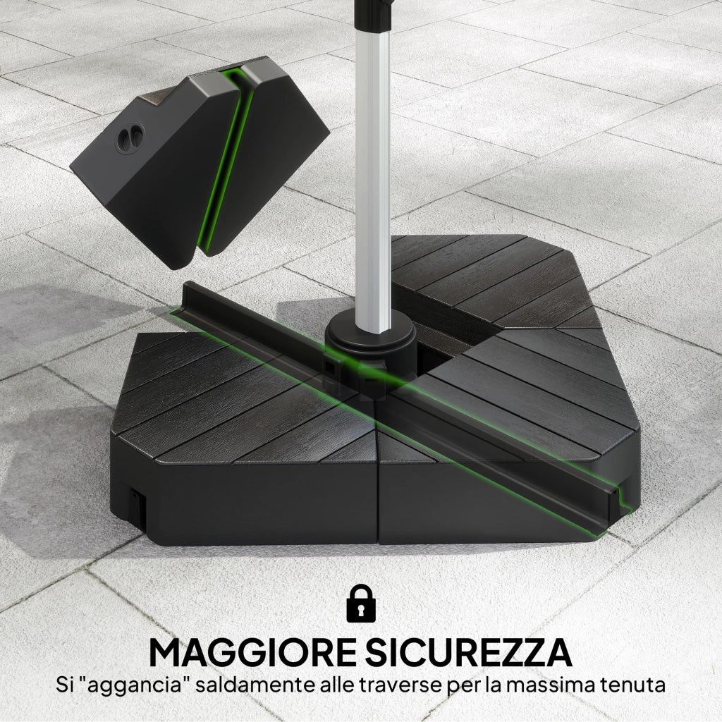 Set 4 Basi per Ombrellone ¨C Xylo ¨C Riempibili Acqua/Sabbia 80kg Nero
