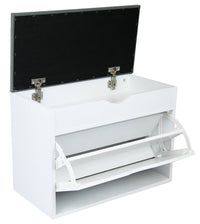 Scarpiera Panca con Scomparto e Cuscino 60x30x50 cm in PB e Carta Bianco