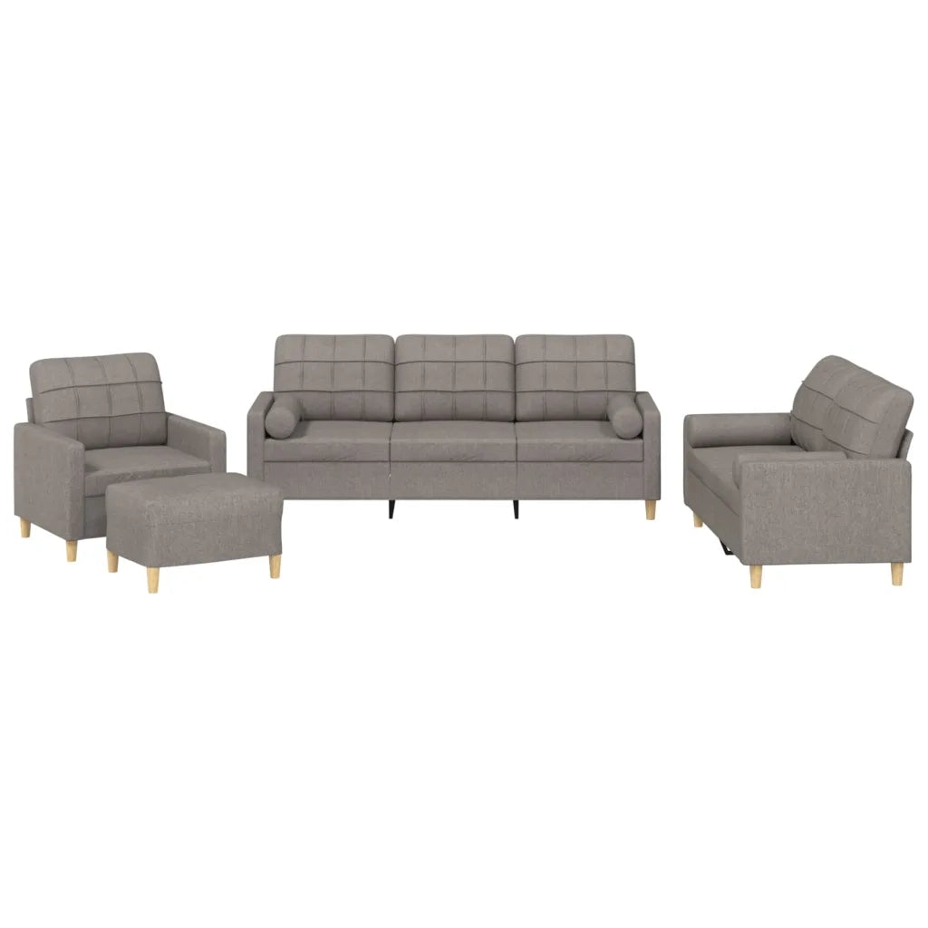 Set Divani 4 pz con Cuscini Tortora in Tessuto 3201273