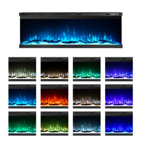 Camino Elettrico Da Parete A Incasso 3 Lati 127x20x44 cm Boston Nero