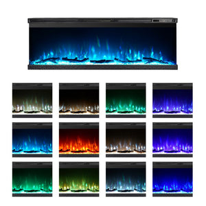 Camino Elettrico Da Parete A Incasso 3 Lati 101,6x20x44 cm Boston Nero