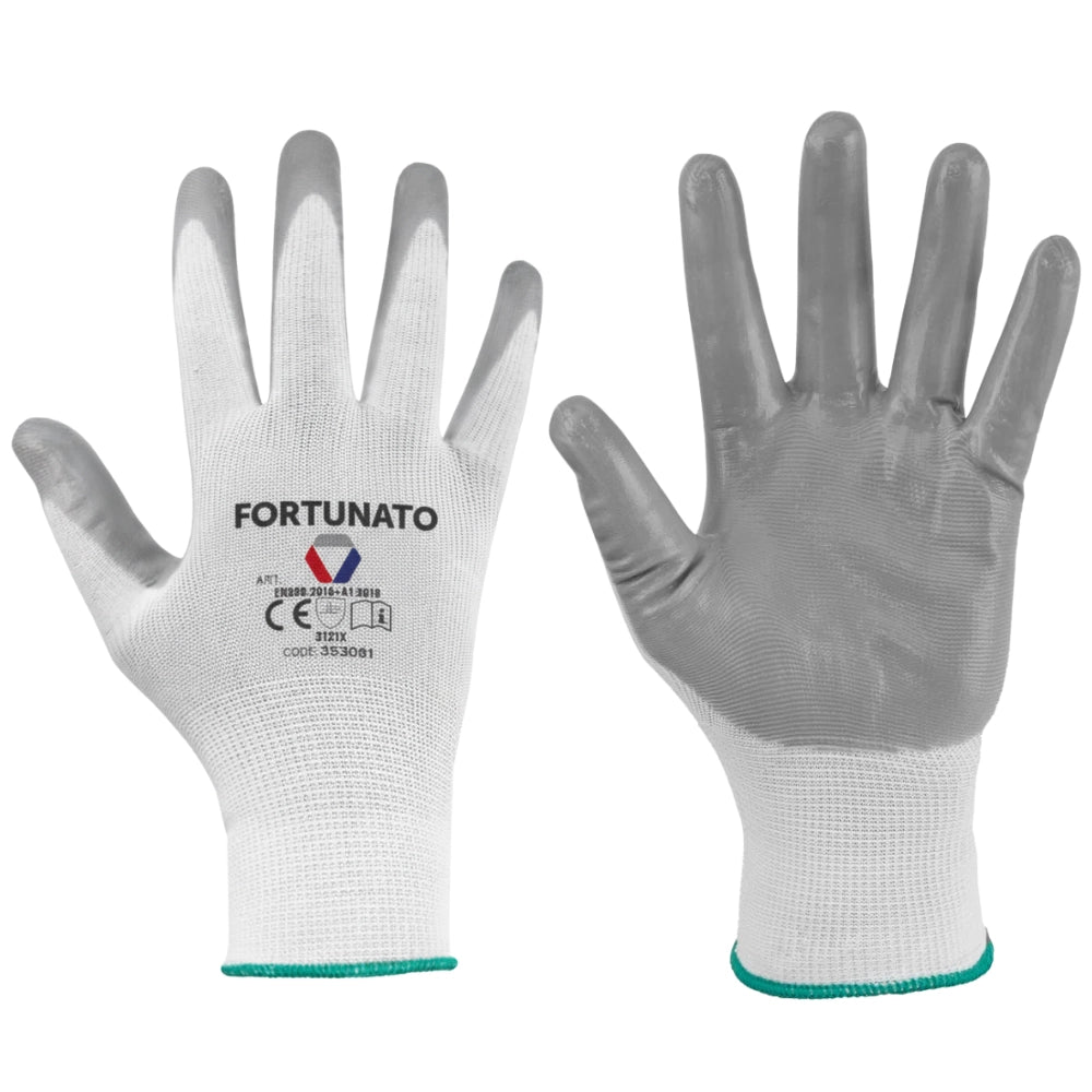 Guanti in poliestere con palmo in nitrile per lavori leggeri