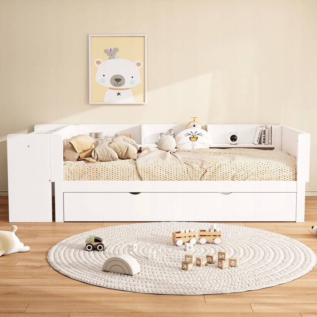 Letto a scomparsa con scrivania - Xylo - 90x200 - Bianco