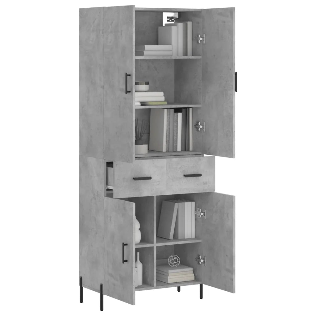 Credenza | Madia | Buffet da pranzo | Armadio da pranzo Grigio Cemento 69,5x34x180 cm in Legno Multistrato
