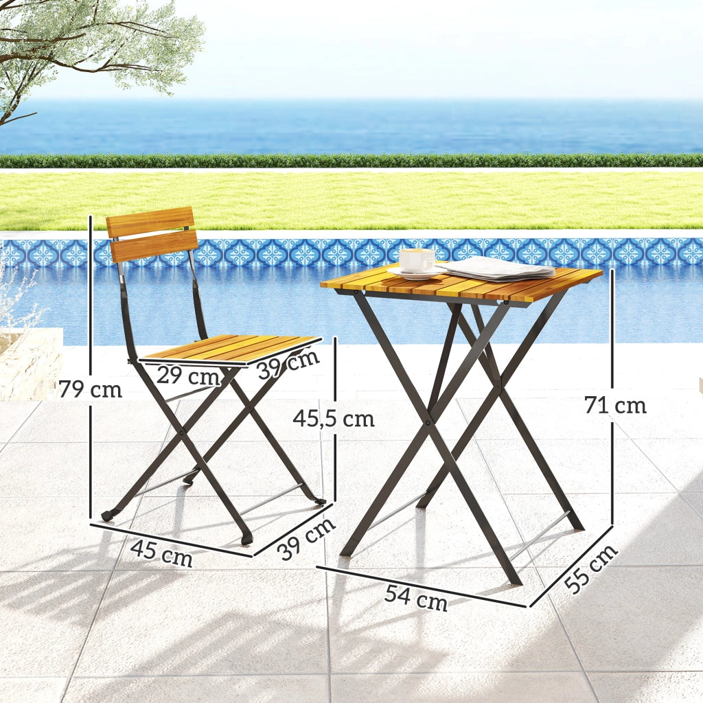 Tavolo da pranzo pieghevole con 2 sedie pieghevoli ¨C zephmum ¨C Teak
