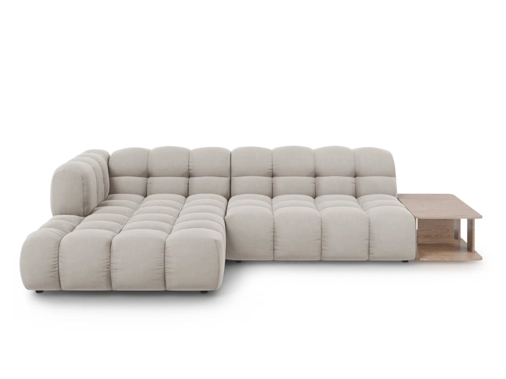 Cosmopolitan Design - Divano angolare modulare sinistro "Sky" 4 posti in velluto beige chiaro 